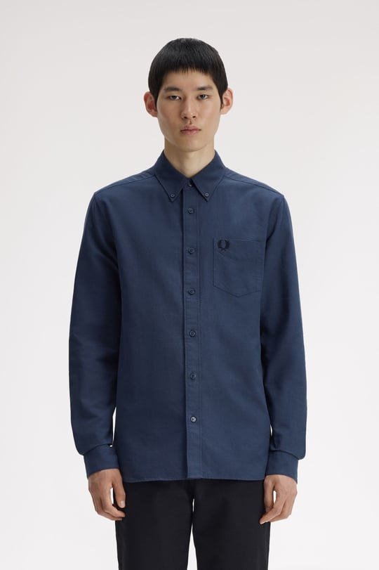 Fred Perry Fred Perry Erkek Regular Fit Cep Detaylı Düz Uzun Kollu Lacivert1 Gömlek M5516-738