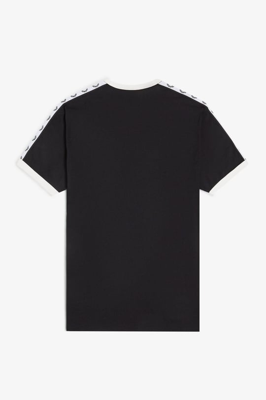 Fred Perry Fred Perry Erkek Regular Fit %100 Pamuklu Omuzdan Uzanan Logo Şeritli Yuvarlak Yaka Kısa Kollu Siyah T-Shirt M4620-102