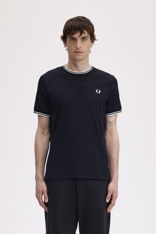 Fred Perry Fred Perry Erkek Regular Fit Kısa Kollu Şerit Detaylı 102 T-Shirt M1588-102