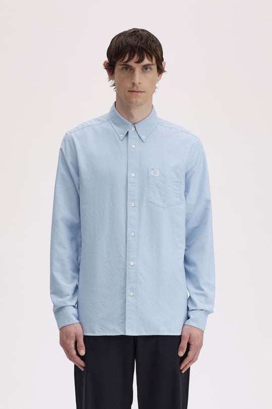 Fred Perry Fred Perry Erkek Regular Fit Cep Detaylı Düz Uzun Kollu Gri Gömlek M5516-146