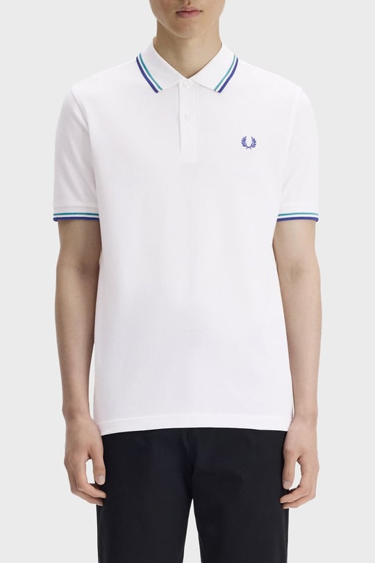 Fred Perry Fred Perry Erkek Regular Fit Yakası Çizgi Desenli Kısa Kollu Beyaz1 Polo Yaka T-Shirt M3600P-94A