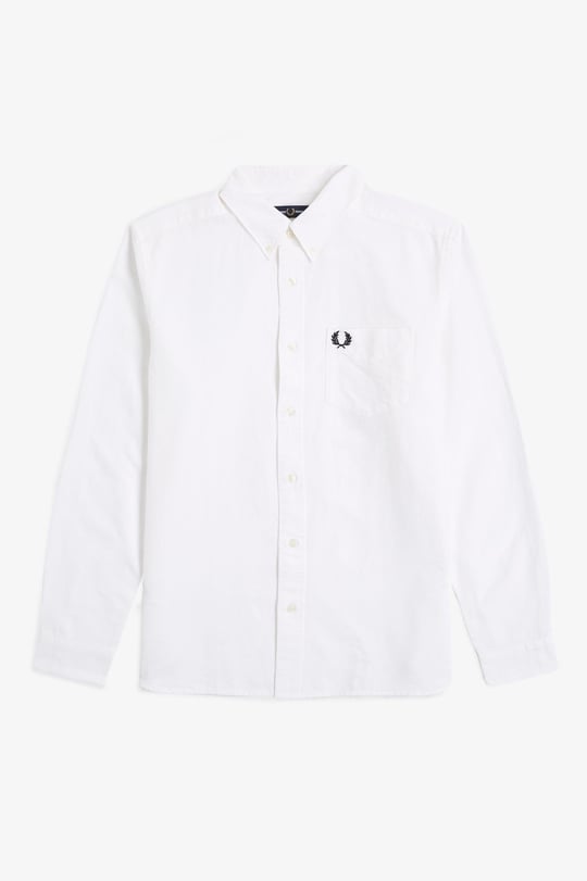 Fred Perry Fred Perry Erkek Regular Fit Cep Detaylı Düz Uzun Kollu Beyaz Gömlek M5516-100