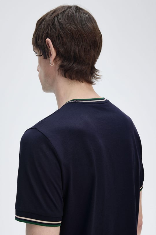 Fred Perry Fred Perry Erkek Regular Fit Kısa Kollu Şerit Detaylı Lacivert T-Shirt M1588-Y30