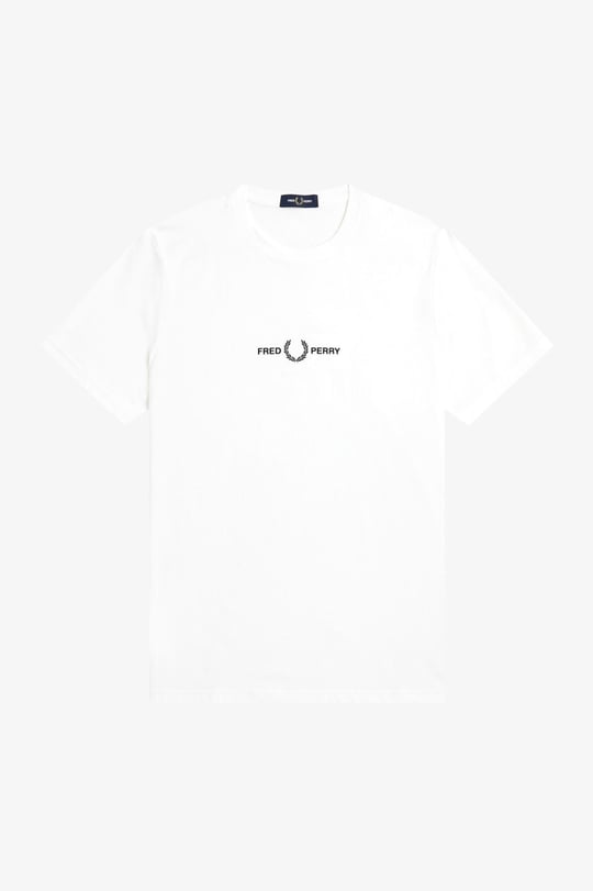 Fred Perry Fred Perry Erkek Regular Fit Yivli Yuvarlak Yaka Gögüs Ortası İşlemeli Kısa Kollu Beyaz T-Shirt M4580-100