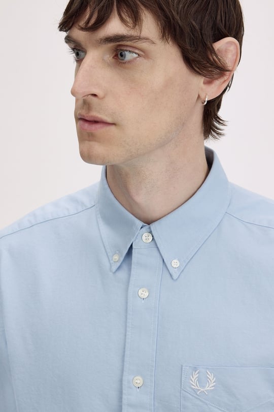 Fred Perry Fred Perry Erkek Regular Fit Cep Detaylı Düz Uzun Kollu Gri Gömlek M5516-146