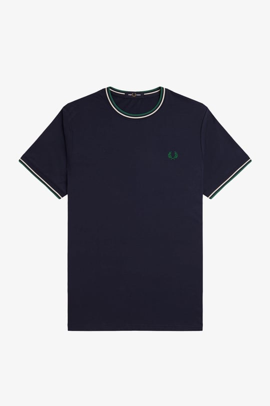 Fred Perry Fred Perry Erkek Regular Fit Kısa Kollu Şerit Detaylı Lacivert T-Shirt M1588-Y30
