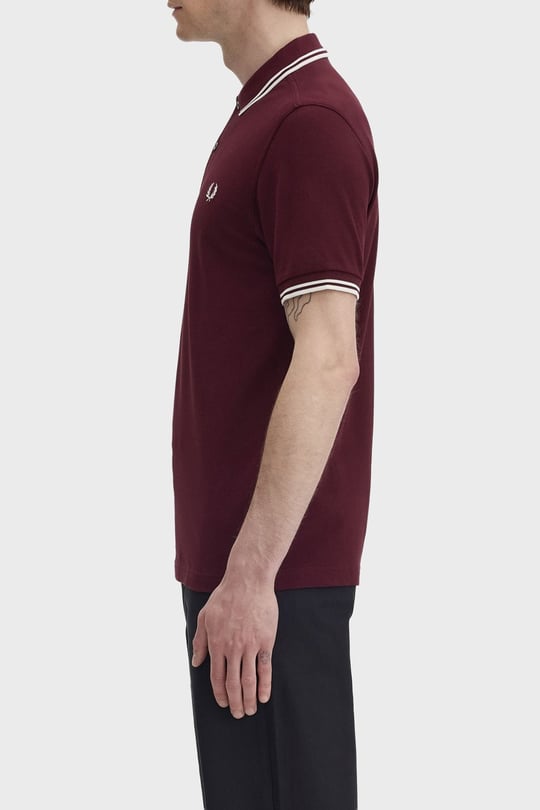 Fred Perry Fred Perry Erkek Regular Fit Yakası Çizgi Desenli Kısa Kollu Bordo Polo Yaka T-Shirt M3600P-597