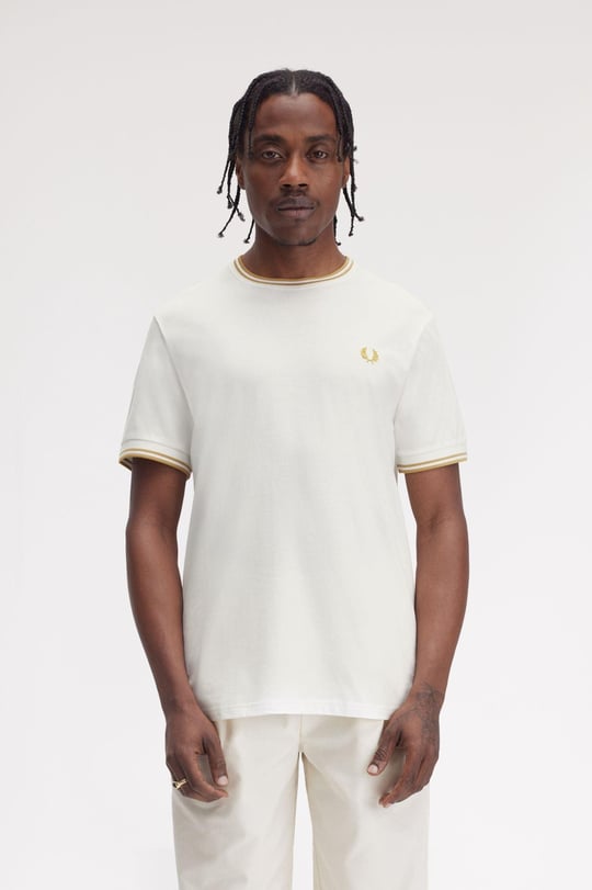 Fred Perry Fred Perry Erkek Regular Fit Kısa Kollu Şerit Detaylı Y53 T-Shirt M1588-Y53