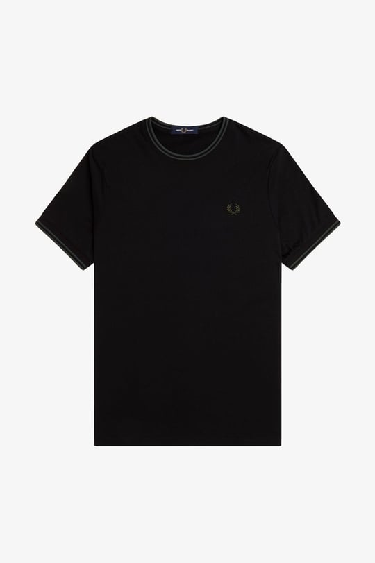 Fred Perry Fred Perry Erkek Regular Fit Kısa Kollu Şerit Detaylı Siyah1 T-Shirt M1588-Y43