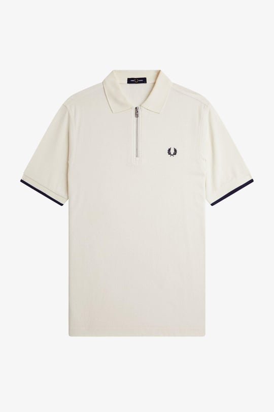 Fred Perry Fred Perry Erkek Regular Fit Fermuar Kapamalı %100 Pamuklu Kısa Kollu Bej T-Shirt M9886-560