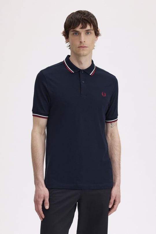 Fred Perry Fred Perry Erkek Regular Fit Yakası ve Kolları Çizgi Detaylı %100 Pamuklu Kısa Kollu T55 Polo Yaka T-Shirt M3600-T55
