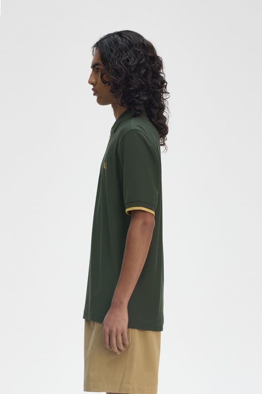Fred Perry Fred Perry Erkek Regular Fit Fermuar Kapamalı %100 Pamuklu Kısa Kollu Yeşil T-Shirt M9886-X89