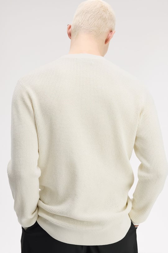 Fred Perry Fred Perry Erkek Sol Göğüste İşlenmiş Defne Çelengi Logosu Yuvarlak Yaka Uzun Kol Ekru Sweater K6507-170
