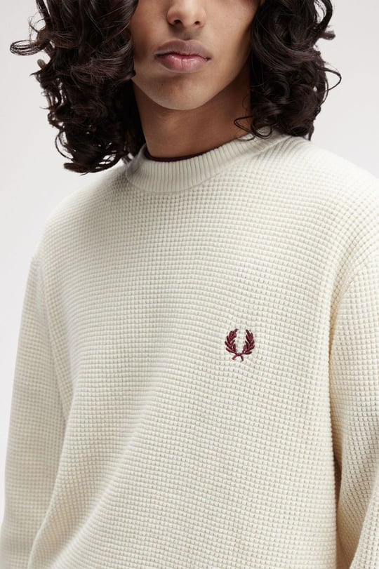 Fred Perry Fred Perry Erkek Sol Göğüste İşlenmiş Defne Çelengi Logosu Yuvarlak Yaka Uzun Kol Ekru Sweatshirt K6507-560