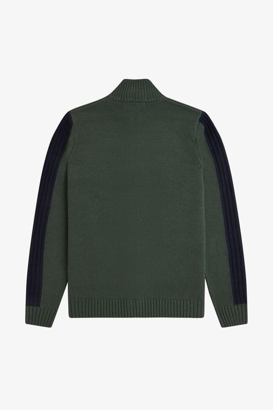 Fred Perry Fred Perry Erkek Uzun Kol Dik Yaka Fermuar Kapama Yeşil Hırka K1546-X89