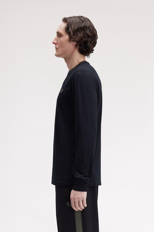 Fred Perry Fred Perry Erkek Uzun Kol Pamuklu Bisiklet Yaka Düz 184 T-Shirt M9602-184