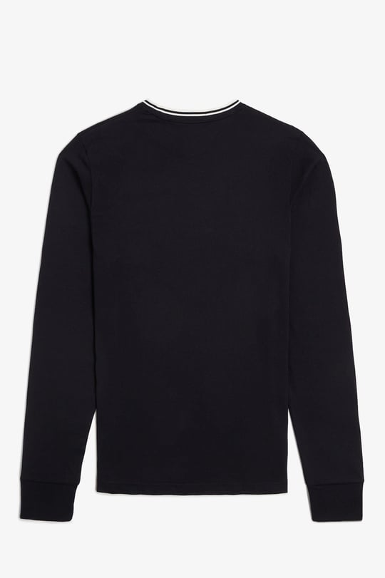 Fred Perry Fred Perry Erkek Uzun Kol Pamuklu Bisiklet Yaka Düz Siyah T-Shirt M9602-102