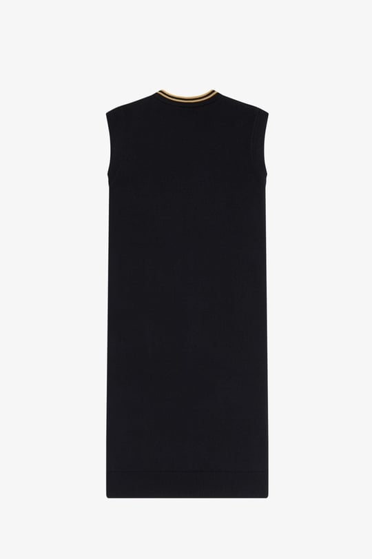 Fred Perry Fred Perry Kadın Normal Kesim V Yaka Pamuk ve Merinos Yünü Karışımlı Kolsuz Siyah Elbise D2178-90A