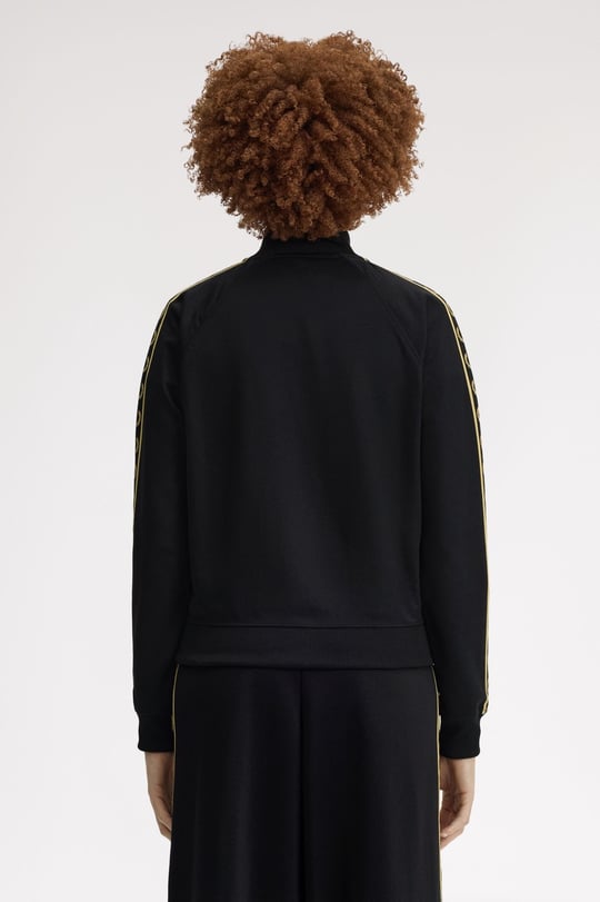 Fred Perry Fred Perry Kadın Omuzları Logo Detaylı Şerit Çizgili Dik Yakalı Uzun Kollu Siyah Ceket J4131-90A