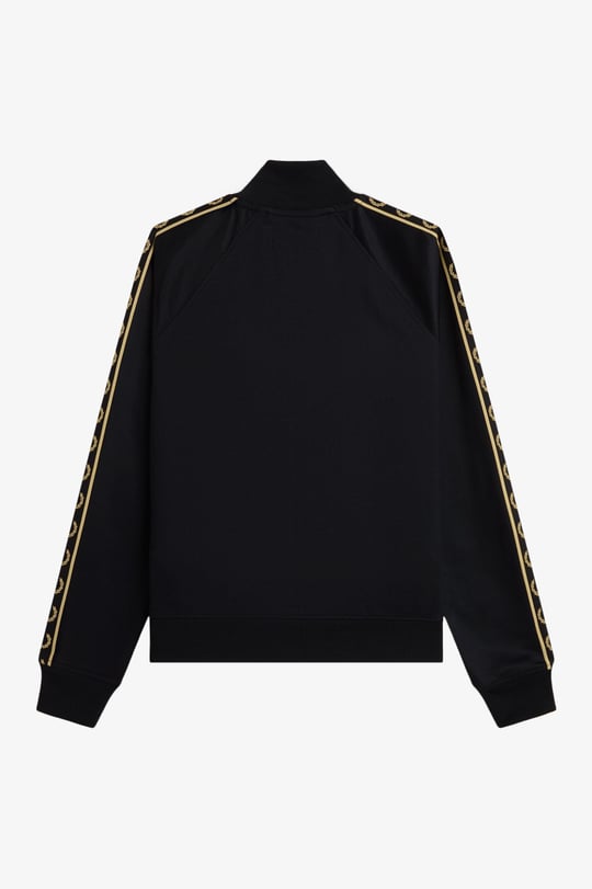 Fred Perry Fred Perry Kadın Omuzları Logo Detaylı Şerit Çizgili Dik Yakalı Uzun Kollu Siyah Ceket J4131-90A
