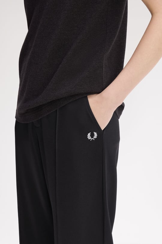 Fred Perry Fred Perry Kadın Yüksek Bel Normal Kesim Geniş Paça Siyah Pantolon T3112-102