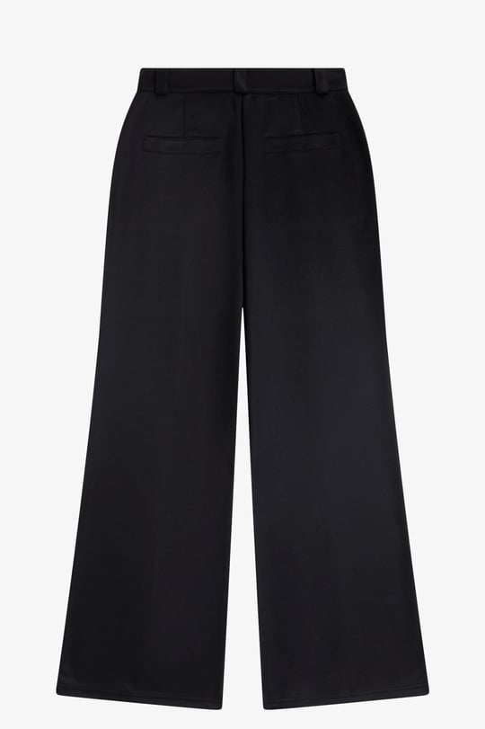 Fred Perry Fred Perry Kadın Yüksek Bel Normal Kesim Geniş Paça Siyah Pantolon T3112-102