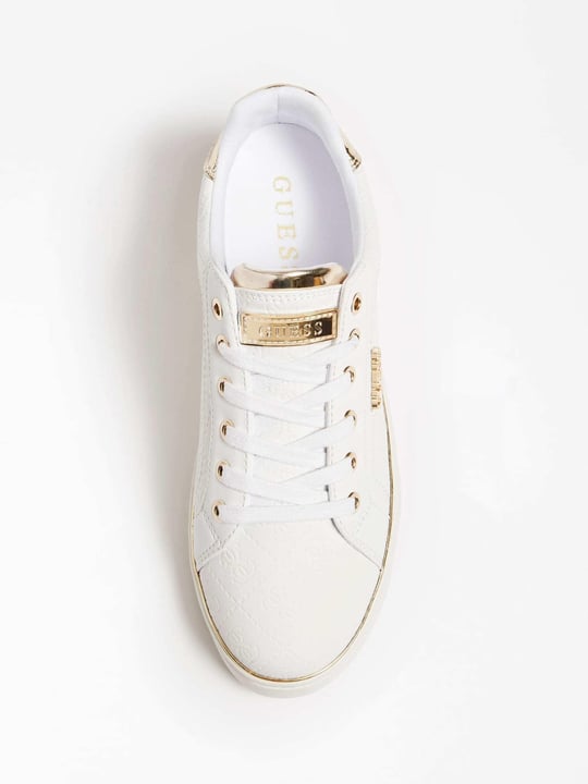 GUESS GUESS Kadın Marka Logolu Düz Taban Kaydırmaz Günlük Kullanım Beyaz Sneaker 5BEKFAL12-WHITE