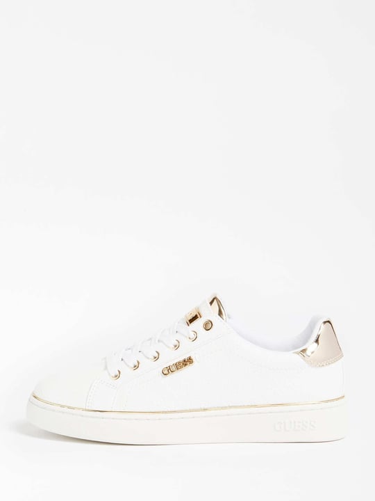 GUESS GUESS Kadın Marka Logolu Düz Taban Kaydırmaz Günlük Kullanım Beyaz Sneaker 5BEKFAL12-WHITE