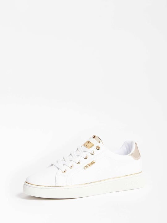 GUESS GUESS Kadın Marka Logolu Düz Taban Kaydırmaz Günlük Kullanım Beyaz Sneaker 5BEKFAL12-WHITE