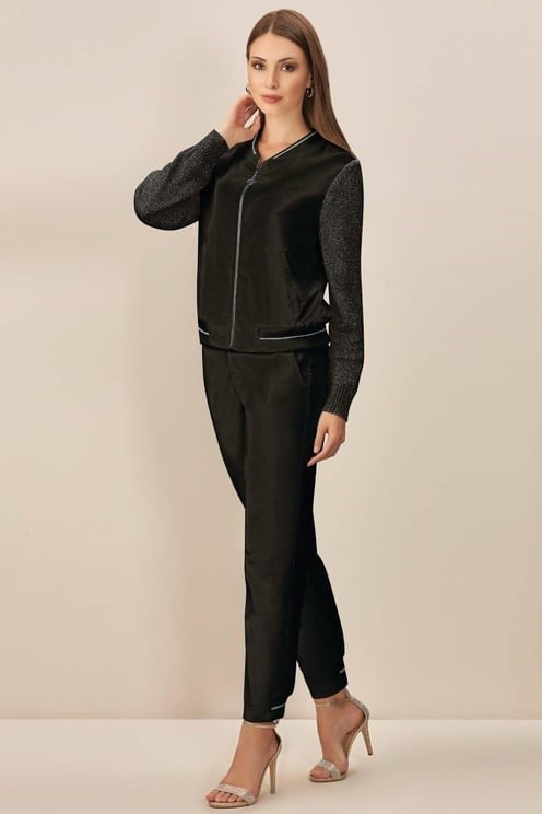 Guitar Guıtar Kadın Regular Fit Fermuarlı Kolları Renk Geçişli Uzun Kollu Siyah Ceket 24511-JACKET-SİYAH