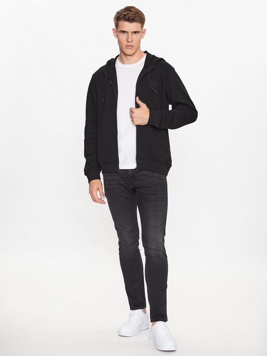HUGO HUGO Erkek Marka Logolu Pamuklu Normal Kalıp Günlük Siyah Sweatshirt 50495678-001