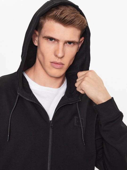HUGO HUGO Erkek Marka Logolu Pamuklu Normal Kalıp Günlük Siyah Sweatshirt 50495678-001