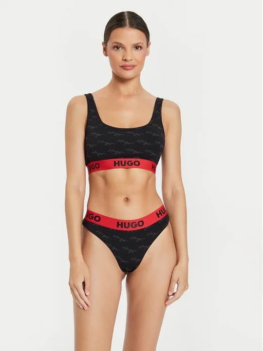HUGO HUGO Kadın Desenli Halter Yaka Kolsuz Slim Fit Siyah-Kırmızı Büstiyer 50515190-965