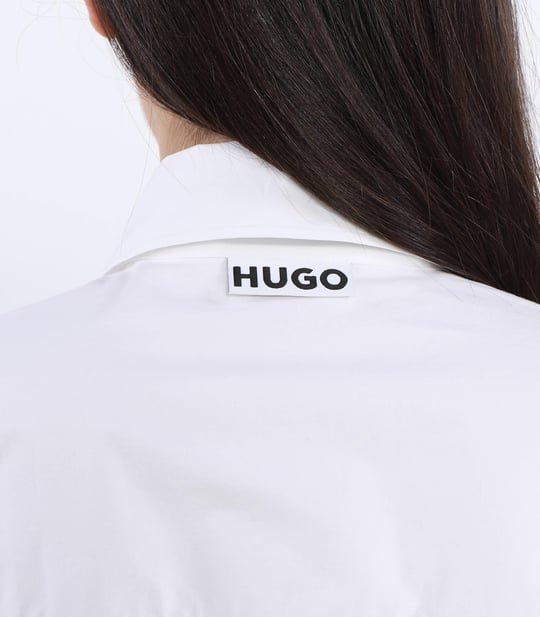 HUGO HUGO Kadın Gömlek Yaka  Rahat Kesim Beyaz Elbise 50489294-100