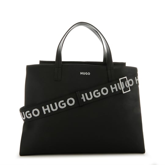HUGO HUGO Kadın Logo Şerit Askılı Çıkartılabilen Askılı Siyah Omuz Çantası 50490150-002