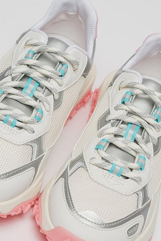 HUGO HUGO Kadın Marka Logolu Bağcıklı Kaydırmaz Tabanlı Günlük Gri Sneaker 50516936-102