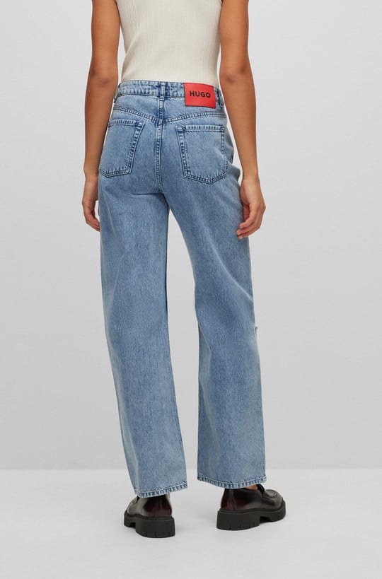 HUGO HUGO Kadın Pamuklu Normal Kesim Rahat Mavi Jeans 50487849-450