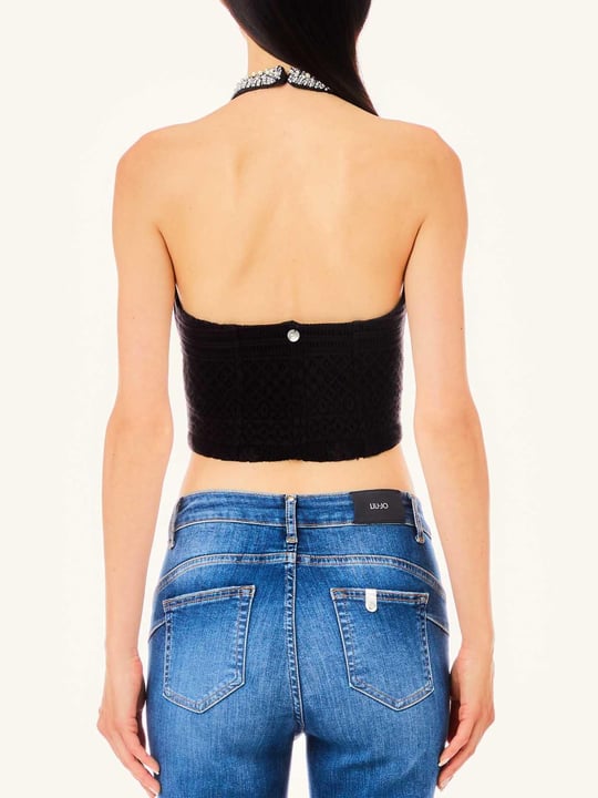 Liu Jo Lıu Jo Kadın Boyundan Bağlamalı Crop Boy Kolsuz Siyah CROP MA4153J4061-22222