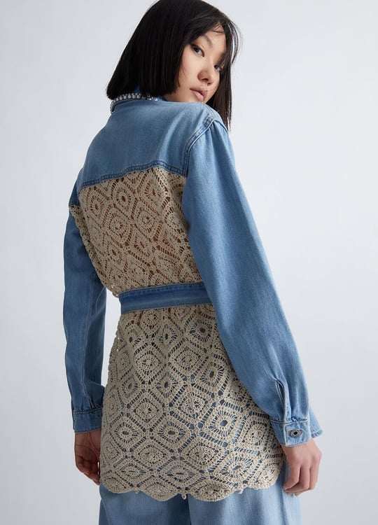 Liu Jo Lıu Jo Kadın Denim Kumaş Gömlek Yakalı Cep Detaylı Mavi Ceket UA3186DS031-78289