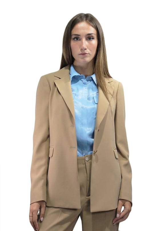 Liu Jo Lıu Jo Kadın Kruvaze Yaka Uzun Kollu Vatkalı Camel Ceket WF3093T7982-71320