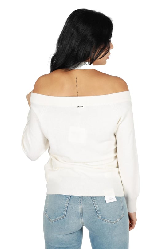 Liu Jo Lıu Jo Kadın Pamuklu Regular Fit Yuvarlak Yaka Beyaz Kazak MF3014MS14G-10701