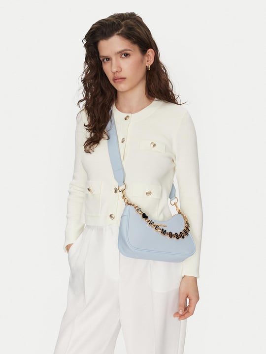 Love Moschino Love Moschino Kadın Deri Logo ve Zincir Detaylı Mavi Omuz Çantası JC4070PP1ML13-71A