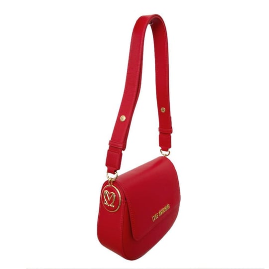 Love Moschino Love Moschino Kadın Deri Ayarlanabilir Askı Metal Logo Kırmızı Omuz Çantası JC4374PP0NKF0-500