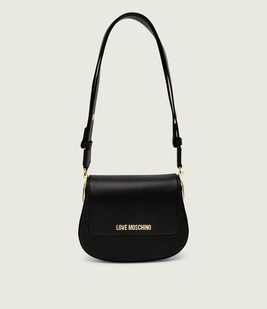 Love Moschino Love Moschino Kadın Deri Ayarlanabilir Askı Metal Logo Siyah Omuz Çantası JC4374PP0NKF0-000