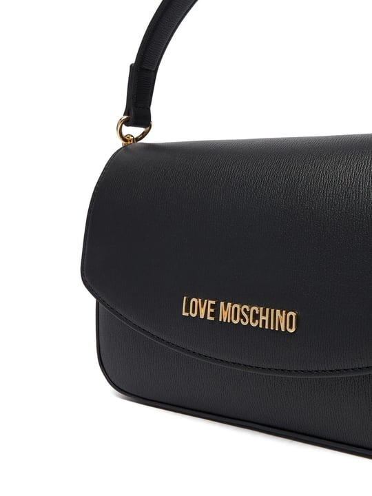 Love Moschino Love Moschino Kadın Deri Metal Toka Kapamalı Ayarlanabilir Kayış Siyah Omuz Çantası JC4372PP0NKF0-000