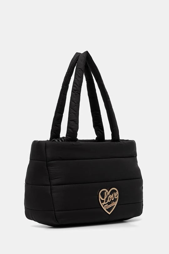Love Moschino Love Moschino Kadın Kabartma Logolu Dokuma Kumaş Fermuarlı ve Uzun Askılı Siyah Omuz Çantası JC4350PP0NKY1-00A