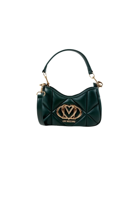 Love Moschino Love Moschino Kadın Kapitoneli Deri Metal Logo Desenli Fermuar Kapama Yeşil Omuz Çantası JC4080PP0NLC0-850