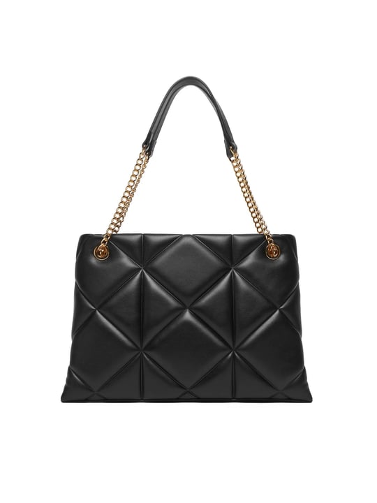 Love Moschino Love Moschino Kadın Kapitoneli Zincir Askı Deri Fermuar Kapama Siyah Omuz Çantası JC4040PP0NLC0-000
