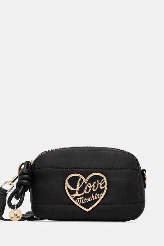 Love Moschino Love Moschino Kadın Metal Logo Fermuar Kapama Deri Kısa Kulp Siyah Omuz Çantası JC4352PP0NKY1-00A