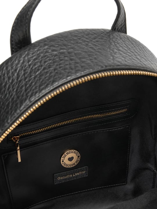 Love Moschino Love Moschino Kadın Metalik Logo Desenli Dokulu Deri Siyah Sırt Çantası JC4341PP0NK14-00A